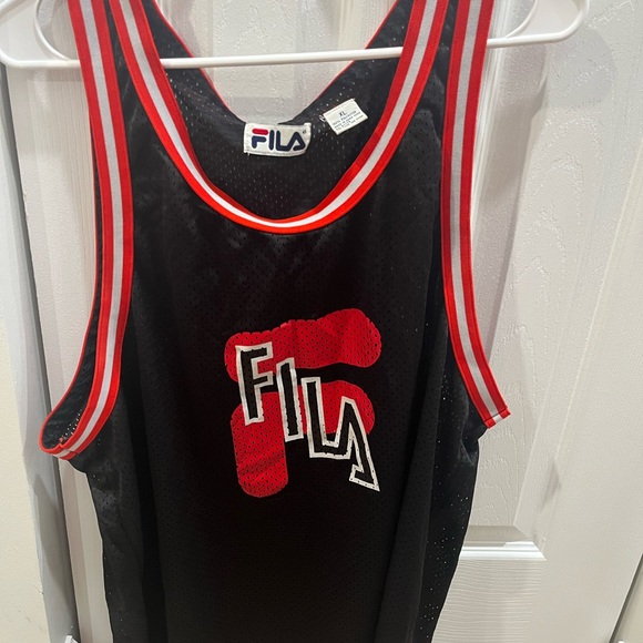 Vintage Fila Black and Red Basketball Jersey Men’s L/XL